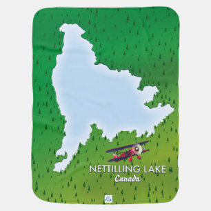 Hubbard lake Northern Michigan lake map Baby Blank Baby Blanket