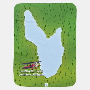 Hubbard lake Northern Michigan lake map Baby Blanket