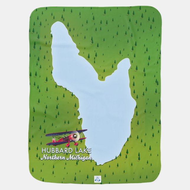 Hubbard lake Northern Michigan lake map Baby Blanket (Back)