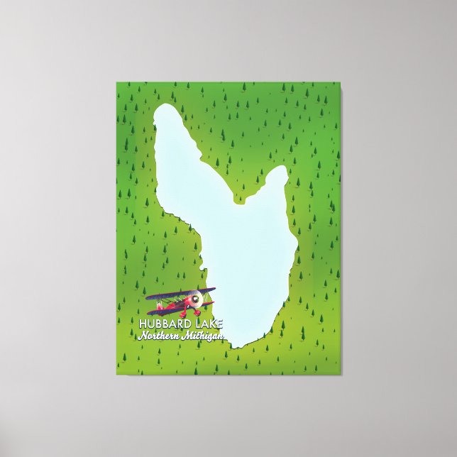 Hubbard lake Northern Michigan lake map Canvas Print (Front)