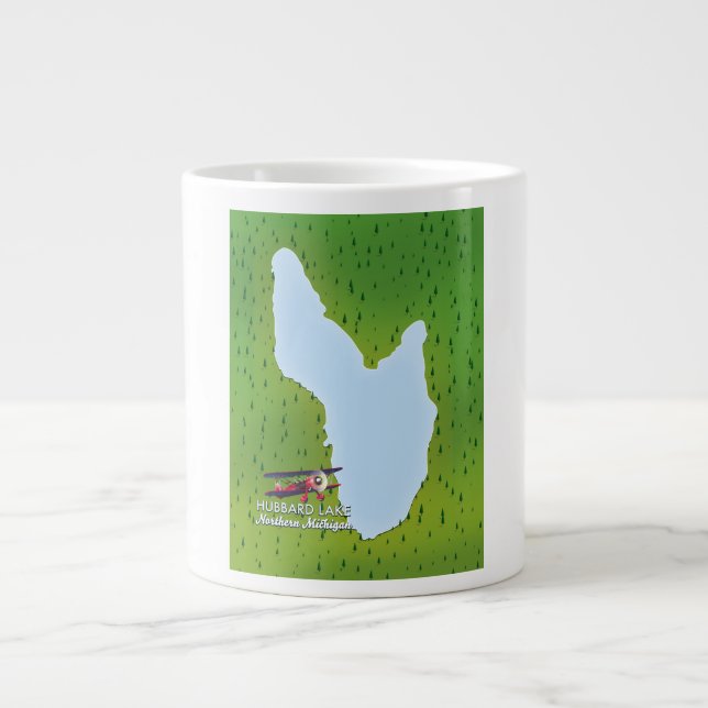Hubbard lake Northern Michigan lake map Giant Coffee Mug (Front)
