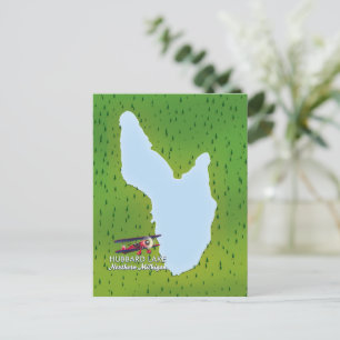 Hubbard lake Northern Michigan lake map Postcard