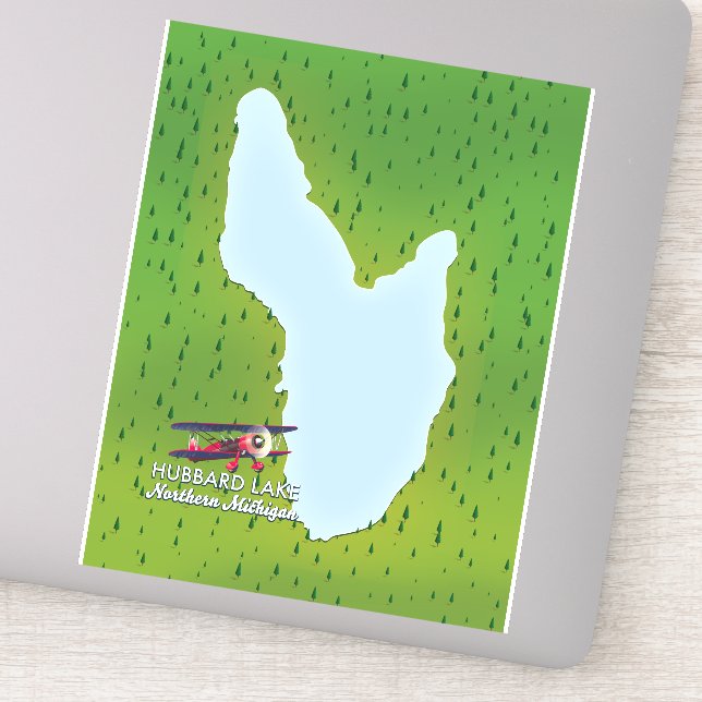 Hubbard lake Northern Michigan lake map Sticker (Detail)