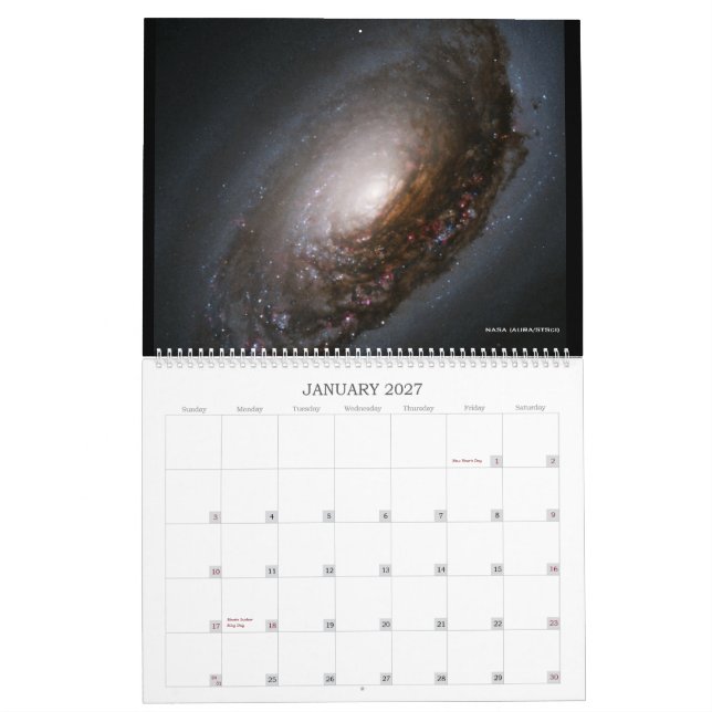 Hubble Galaxy Space Calendar (Jan 2027)