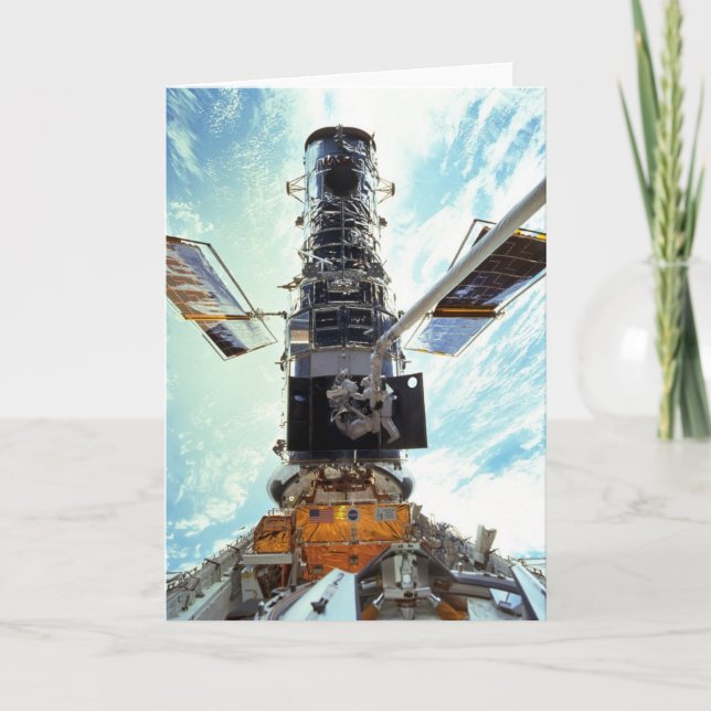 Hubble Space Telescope and astronauts Card (Front)