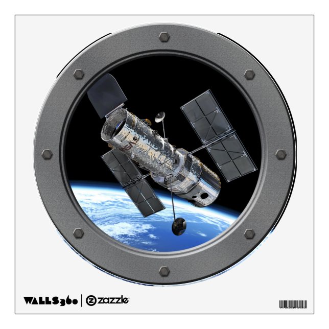 Hubble Space Telescope Earth Orbit Porthole Window Wall Decal (Front)