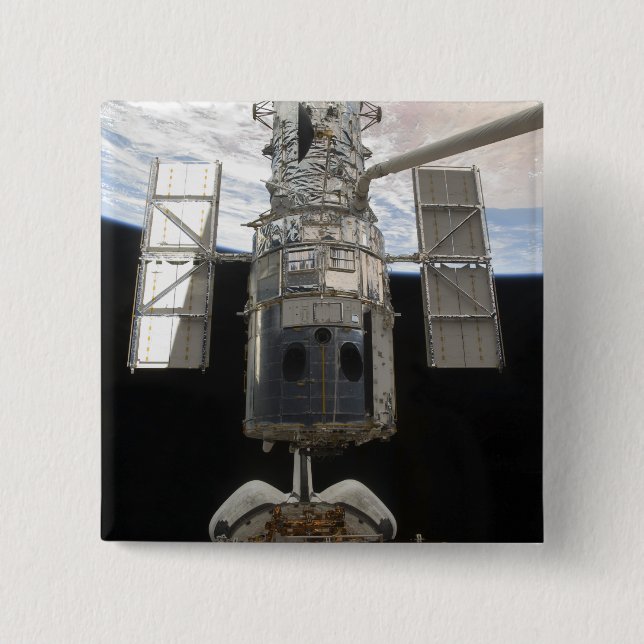 Hubble Space Telescope in Atlantis cargo bay Pinback Button (Front)