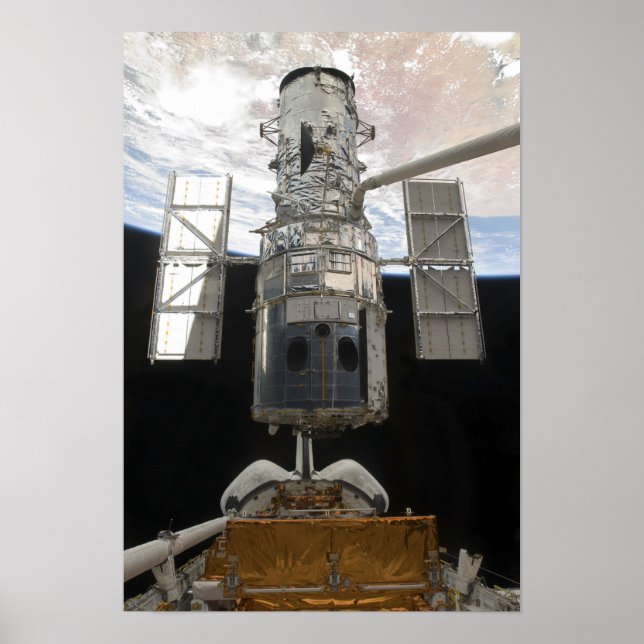 Hubble Space Telescope in Atlantis cargo bay Poster (Front)