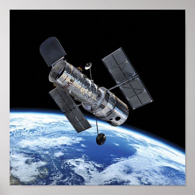 Hubble Space Telescope In Earth Orbit NASA Photo Poster (Front)