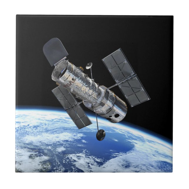 Hubble Space Telescope In Earth Orbit NASA Photo Tile (Front)