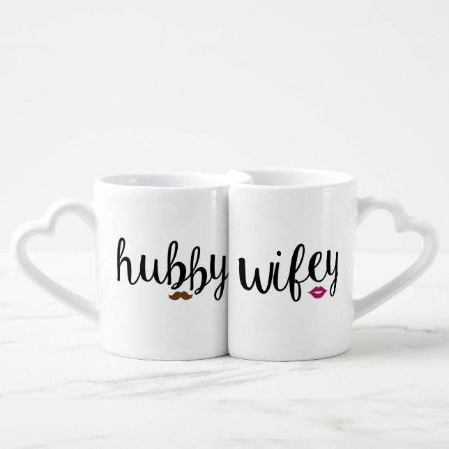 Hubby and Wifey Couple's Mug Set (Front Nesting)
