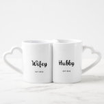 Hubby and Wifey Cute Newlywed Mug Set<br><div class="desc">Perfect wedding gift for a newlywed couple. Lovers Coffee Mug Set.</div>