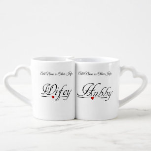 Hubby and Wifey / Husband and Wife Anniversary Coffee Mug Set