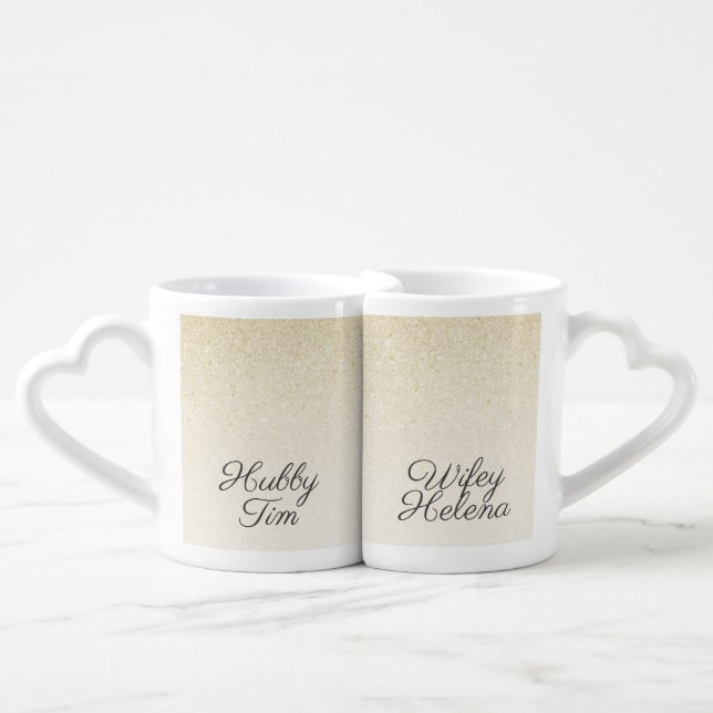 Hubby and Wifey Mr. and Mrs. Matching Mug Set (Front Nesting)