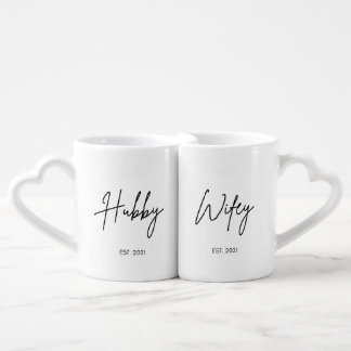 Hubby and Wifey Mug Set, Custom Coffee Mugs