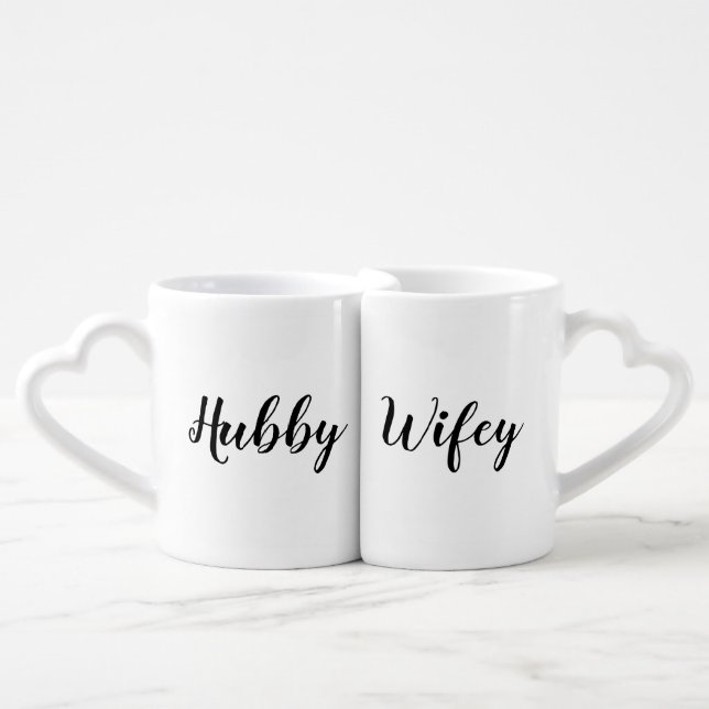 Hubby and Wifey Wedding | Set of 2 coffee Tea Mug (Front Nesting)