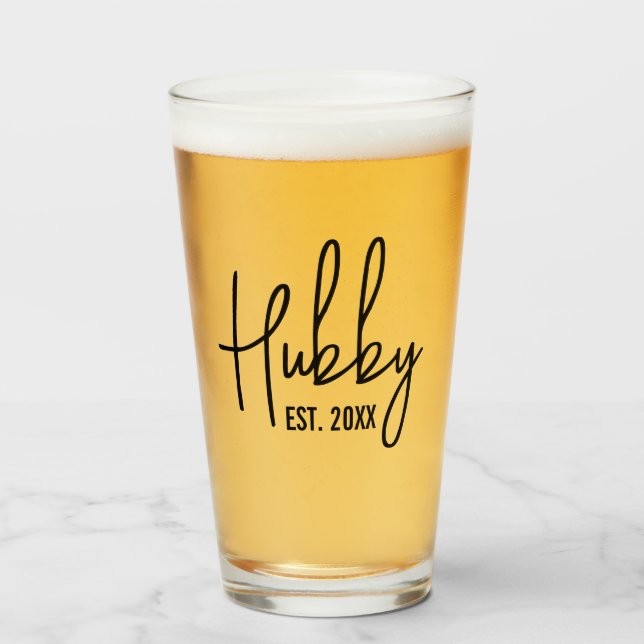 Hubby custom established year beer glass gift (Front Filled)