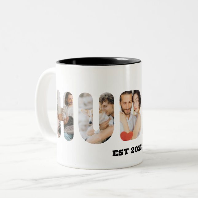 Hubby Custom Word Photo Collage Wedding Gift Two-Tone Coffee Mug (Front Left)