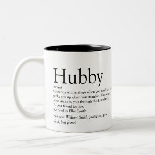 Hubby Definition Quote Black and White Modern Two-Tone Coffee Mug