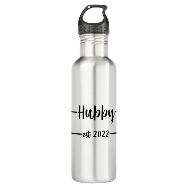Hubby Est 2022 Groom To Be Wedding Party Stainless Steel Water Bottle (Front)