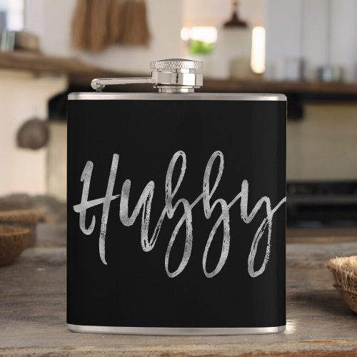 Hubby Flask with Silver Foil Typography