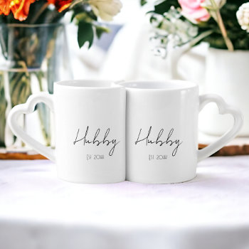 Hubby Gay Wedding Personalized Established Year Coffee Mug Set by Ricaso_Wedding at Zazzle
