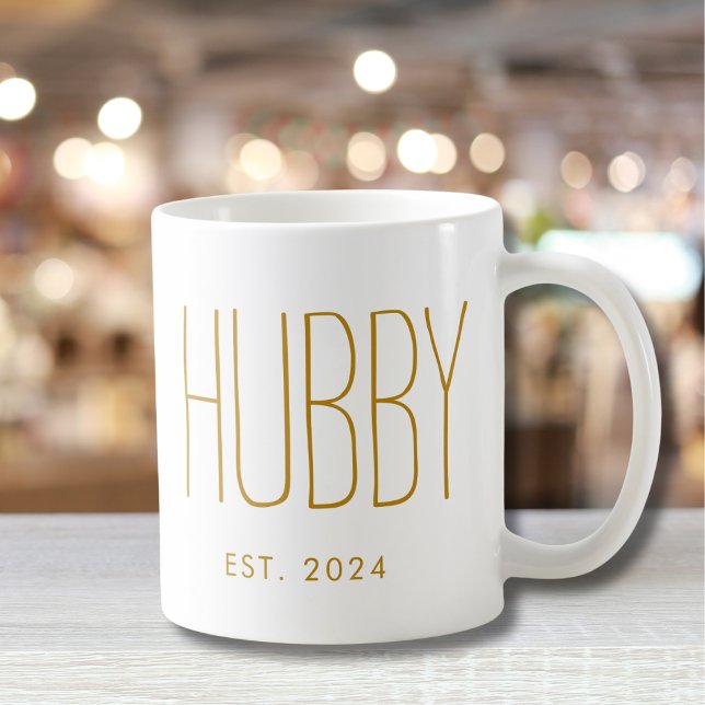 Hubby Gold Script Custom Wedding Anniversary Coffee Mug (Creator Uploaded)