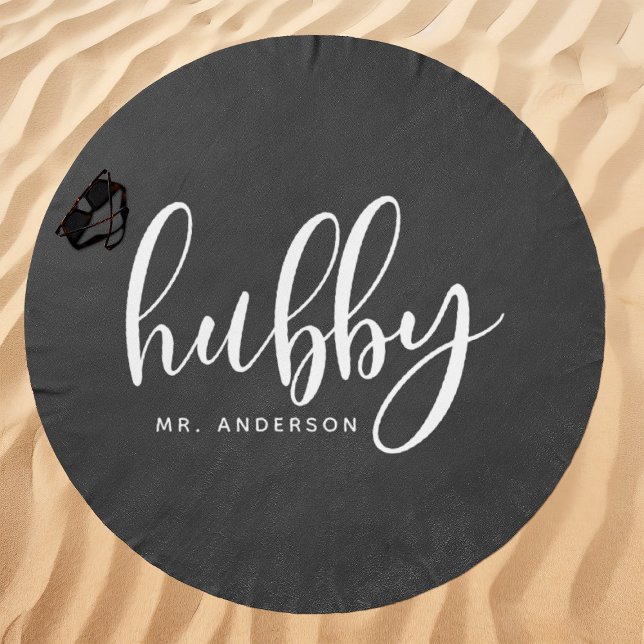 Hubby Gray And White Groom Name Beach Towel (Creator Uploaded)