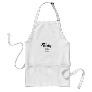 Hubby husband add name date year moustache simple adult apron
