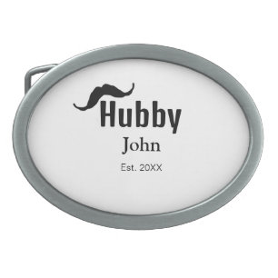 Hubby husband add name date year moustache simple  belt buckle
