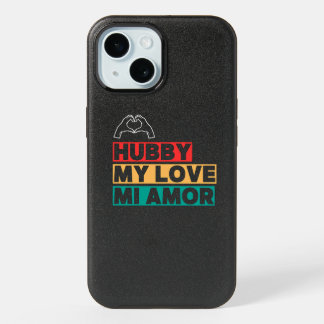 Hubby Modern Honeymoon White Script Black iPhone 15 Case