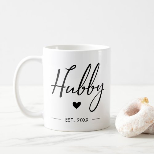 Hubby Modern Typography Husband Mr Mrs Wedding His Coffee Mug