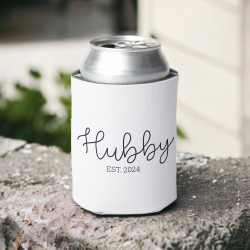 Hubby Modern Typography Husband Mr Wedding His Can Cooler