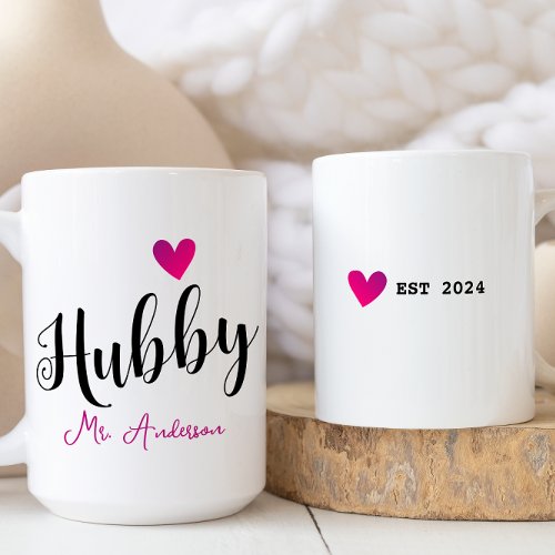 Hubby Name and Date Wedding Anniversary Coffee Mug