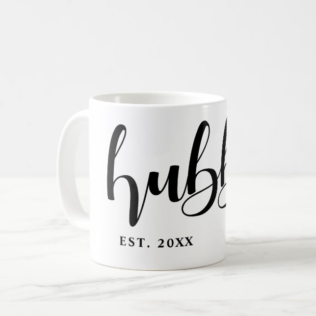 Hubby Newlywed Calligraphy Coffee Mug (Front Left)