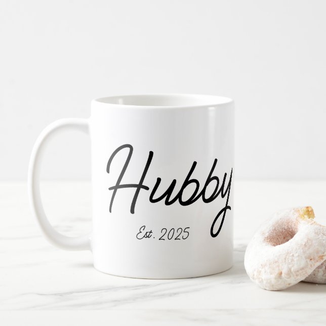 Hubby Personalized Engagement Gift For Him Groom Coffee Mug (With Donut)