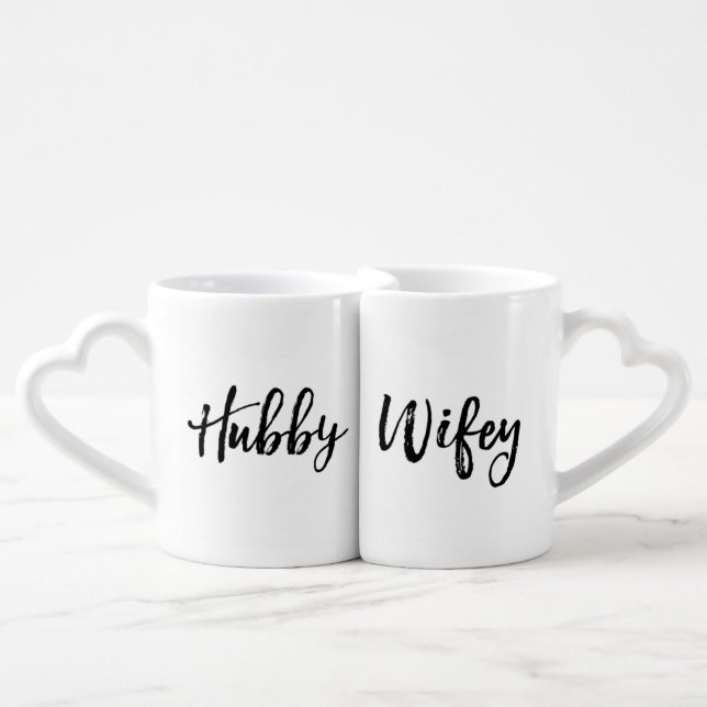 Hubby & Wifey. Coffee Mug Set (Front Nesting)