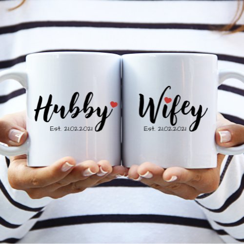 Hubby  Wifey Couple Mug Personalize Hubby