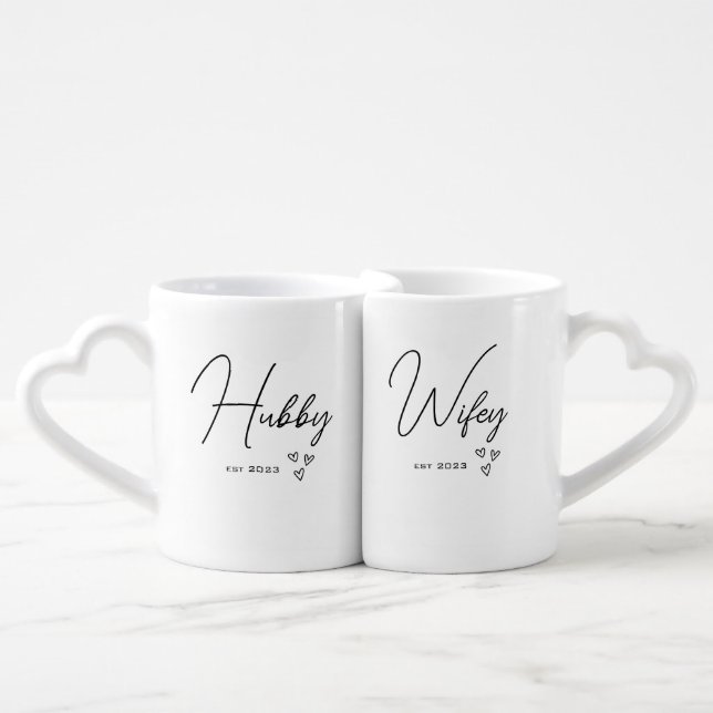 Hubby & Wifey Customisable  Coffee Mug Set (Front Nesting)