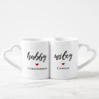 Modern Hubby Wifey Mug Set, Personalized Mug, Gold Custom Coffee Mugs,  Gifts for Her, Name Mug, Calligraphy Unique Coffee Mugs, Couple Gift
