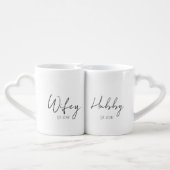 Hubby Wifey Personalized Established Year Coffee Mug Set (Back Nesting)