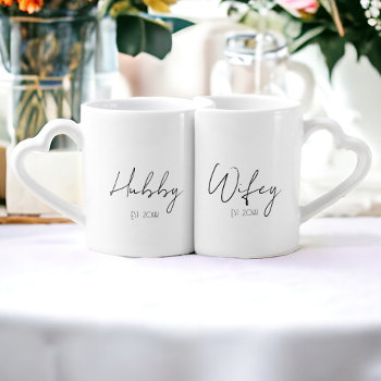 Hubby Wifey Personalized Established Year Coffee Mug Set by Ricaso_Wedding at Zazzle