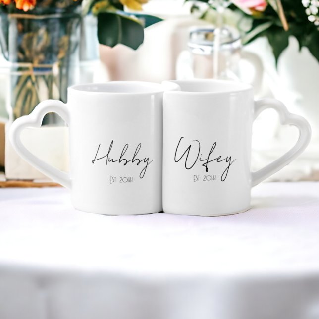 Hubby Wifey Personalized Established Year Coffee Mug Set