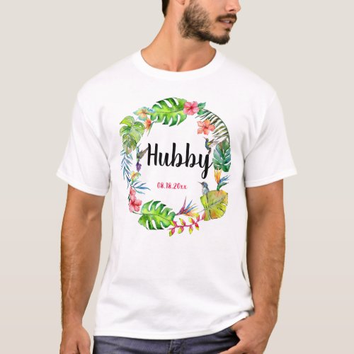 Hubby Wifey Tropical Hawaiian Newlyweds T_Shirt