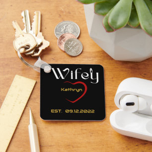Hubby Wifey Wedding Anniversary Gift Keychain