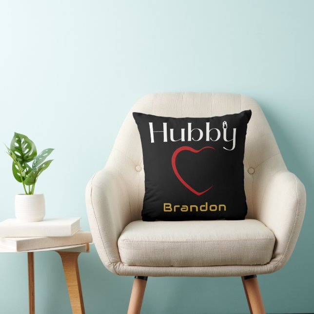 Hubby Wifey Wedding Anniversary Gift Throw Pillow (Chair)