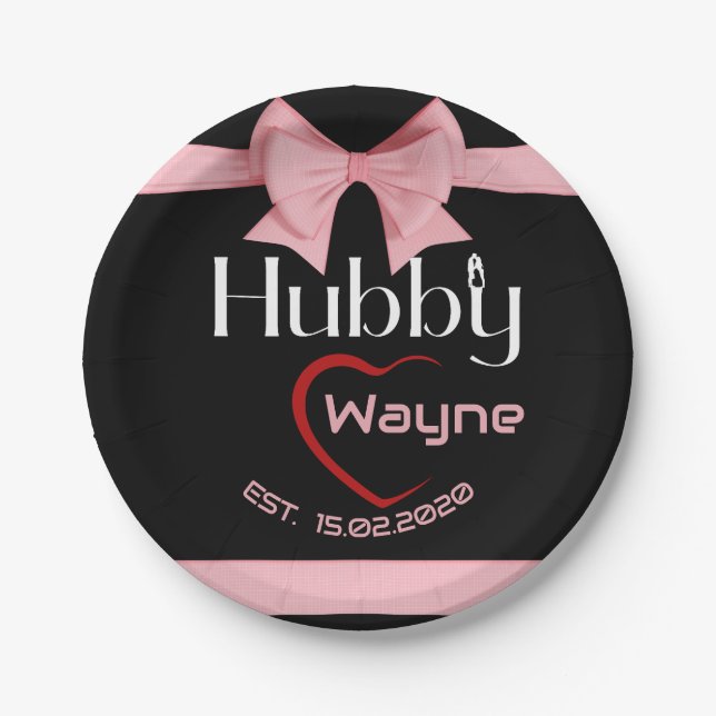Hubby Wifey Wedding Anniversary party Paper Plates (Front)