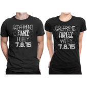 Hubby & Wifey Wedding Date Keepsake T-shirts (Front)