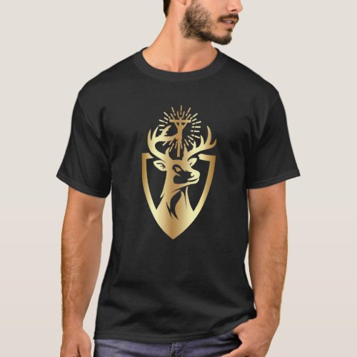 Hubert Hubertus Patron Saint Of Hunters Stag Camo  T_Shirt