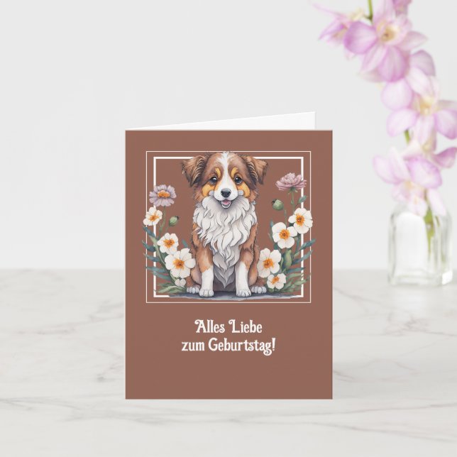 Hübscher Collie umringt von Blumen -  Card (Orchid)